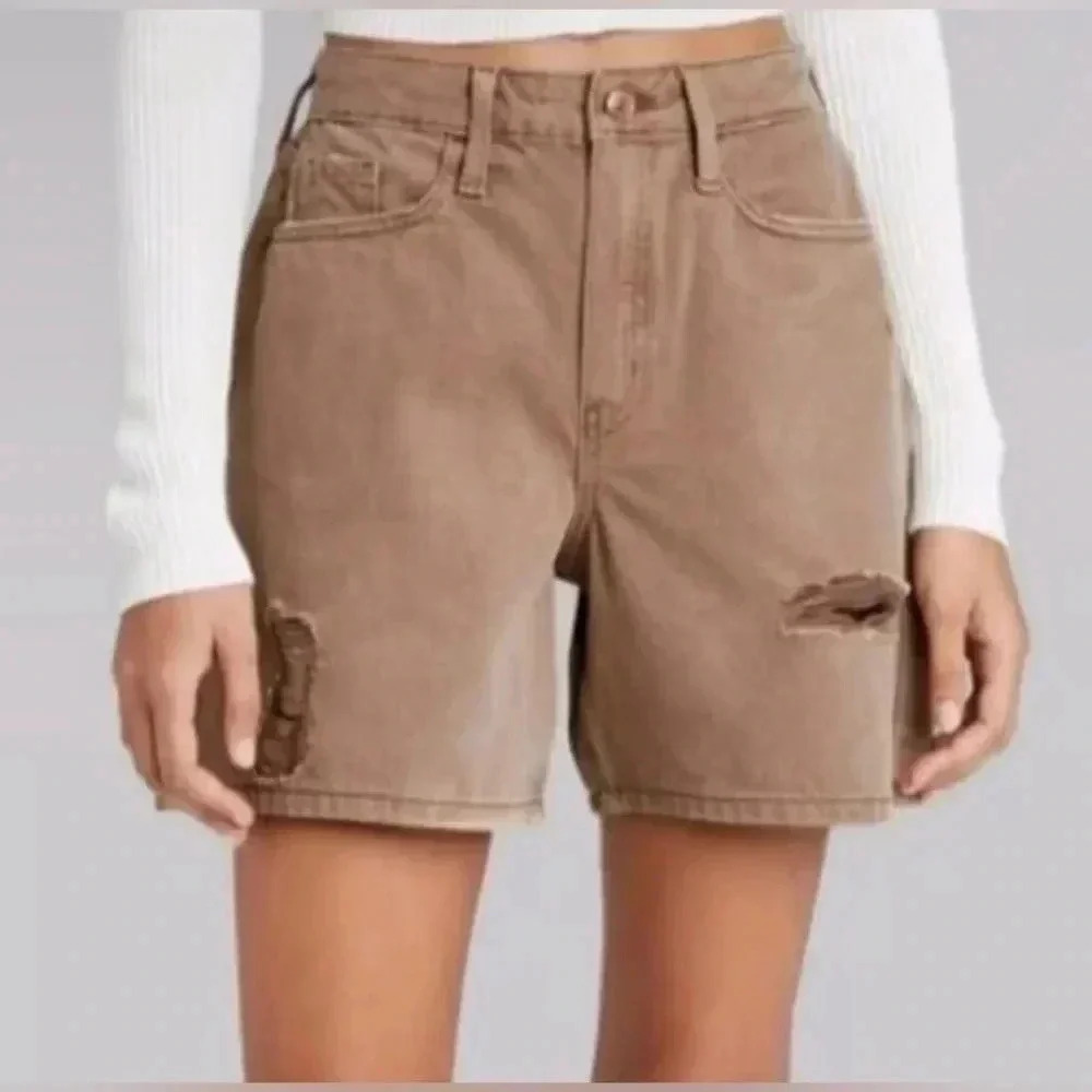 Women’s Wild Fable Highest Rise Bermuda Shorts Distressed Brown Size 6/28R NWT
